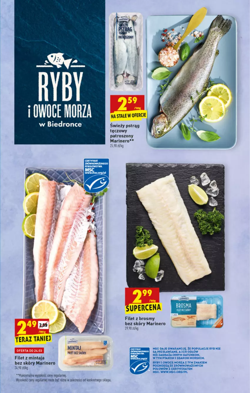 Gazetka promocyjna Biedronka - W tym tygodniu - ważna 22.03 do 28.03.2021 - strona 21 - produkty: Fa, Filet z mintaja, Gra, Kret, Mintaj, Owoce, Pstrąg, Pstrąg tęczowy, Sok, Tera