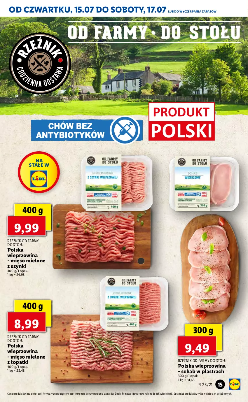 Gazetka promocyjna Lidl - GAZETKA - ważna 15.07 do 17.07.2021 - strona 15 - produkty: Fa, Mięso, Mięso mielone, Mięso mielone z szynki, Wieprzowina