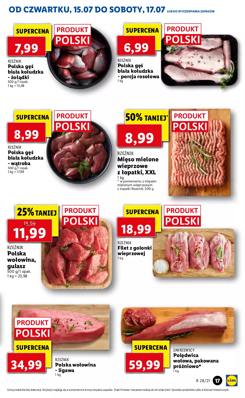 Gazetka promocyjna Lidl - GAZETKA - ważna 15.07 do 17.07.2021 - strona 17 - produkty: Mięso, Mięso mielone, Polędwica, Polędwica wołowa, Por, Wołowina