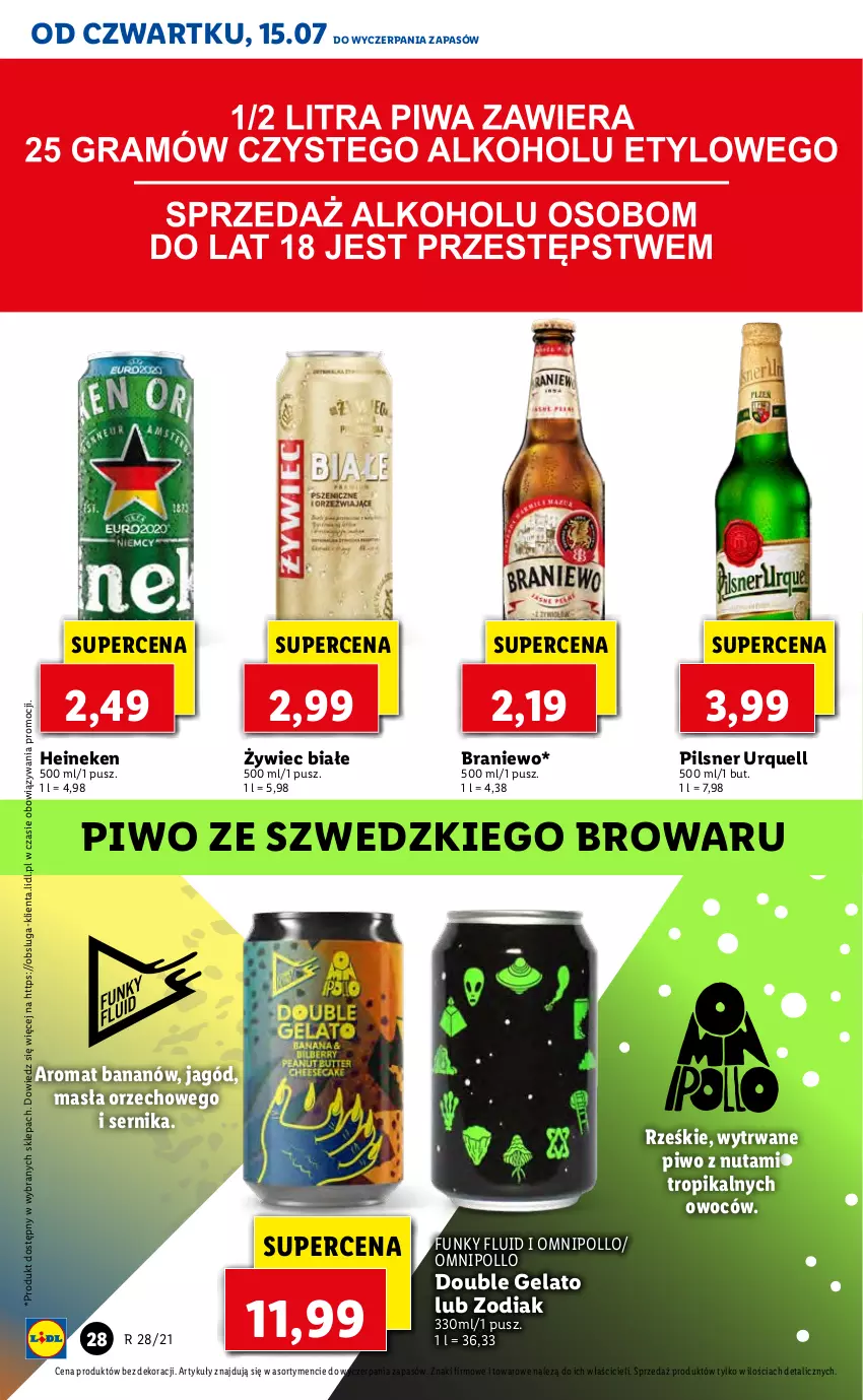Gazetka promocyjna Lidl - GAZETKA - ważna 15.07 do 17.07.2021 - strona 28 - produkty: Heineken, Pilsner Urquell, Piwo, Ser