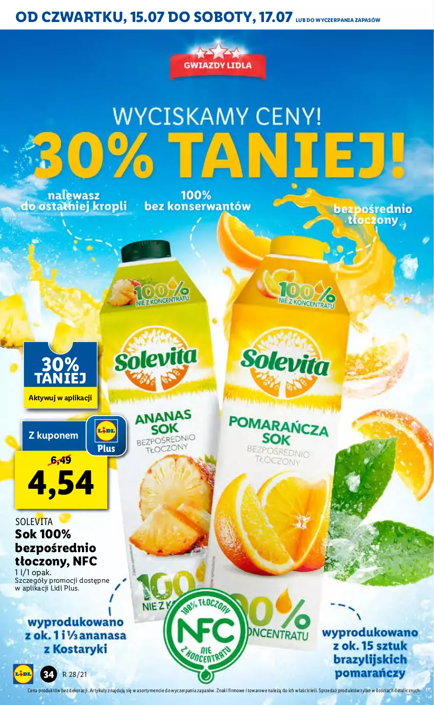 Gazetka promocyjna Lidl - GAZETKA - ważna 15.07 do 17.07.2021 - strona 34 - produkty: Sok