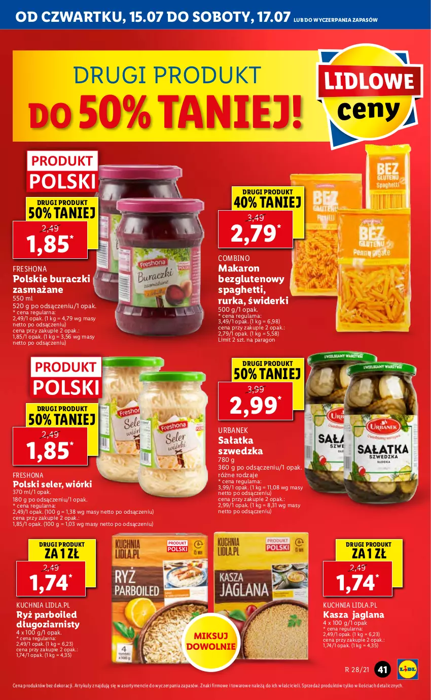 Gazetka promocyjna Lidl - GAZETKA - ważna 15.07 do 17.07.2021 - strona 41 - produkty: Buraczki, Kasza, Kasza jaglana, Kuchnia, LANA, Makaron, Ryż, Ryż parboiled, Sałat, Sałatka, Spaghetti