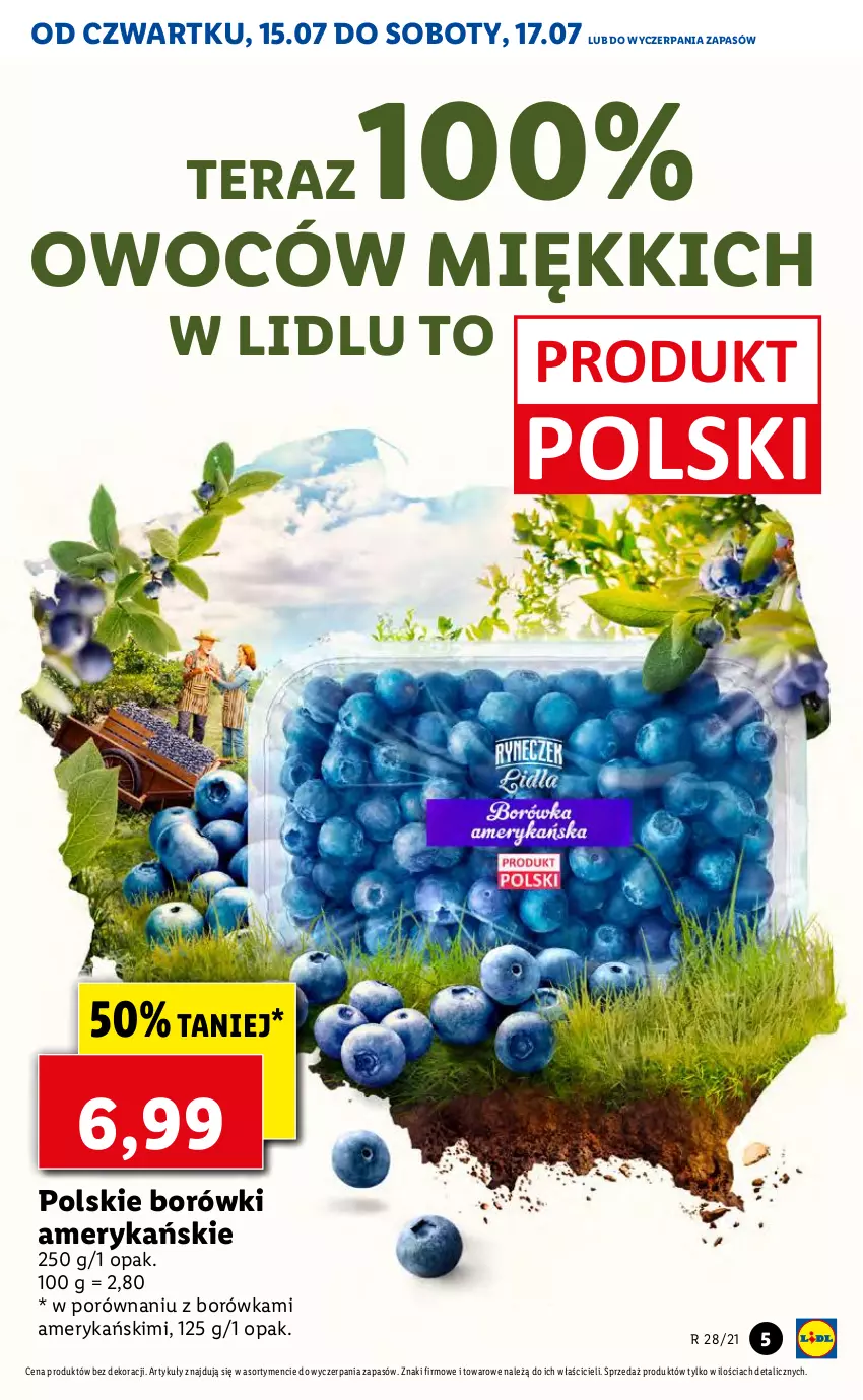 Gazetka promocyjna Lidl - GAZETKA - ważna 15.07 do 17.07.2021 - strona 5 - produkty: Borówka, Por, Tera