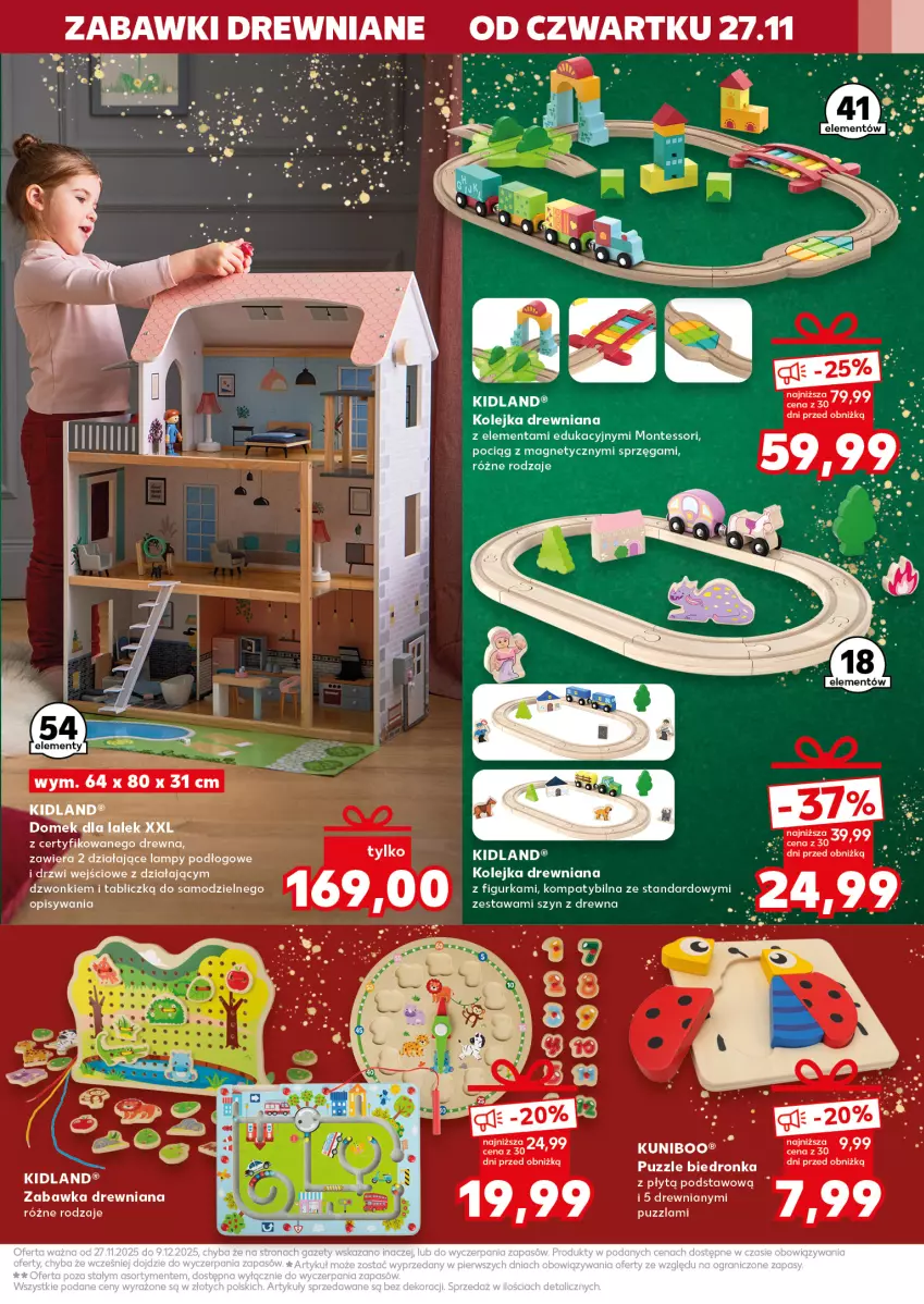 Gazetka promocyjna Kaufland - Kaufland - ważna 04.12 do 09.12.2025 - strona 13 - produkty: Domek dla lalek, Drzwi, Drzwi wejściowe, Kolejka, Monte, Olej, Pociąg, Puzzle, Ser, Zabawka, Zabawki drewniane