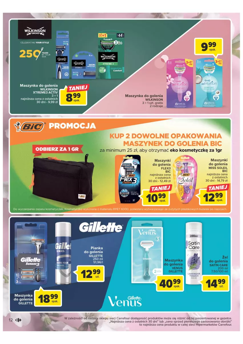 Gazetka promocyjna Carrefour - Gazetka Wiosna w pięknym stylu - ważna 07.03 do 18.03.2023 - strona 12 - produkty: BIC, Gillette, Gra, Maszynka, Maszynka do golenia, Pianka do golenia, Sati, Szynka