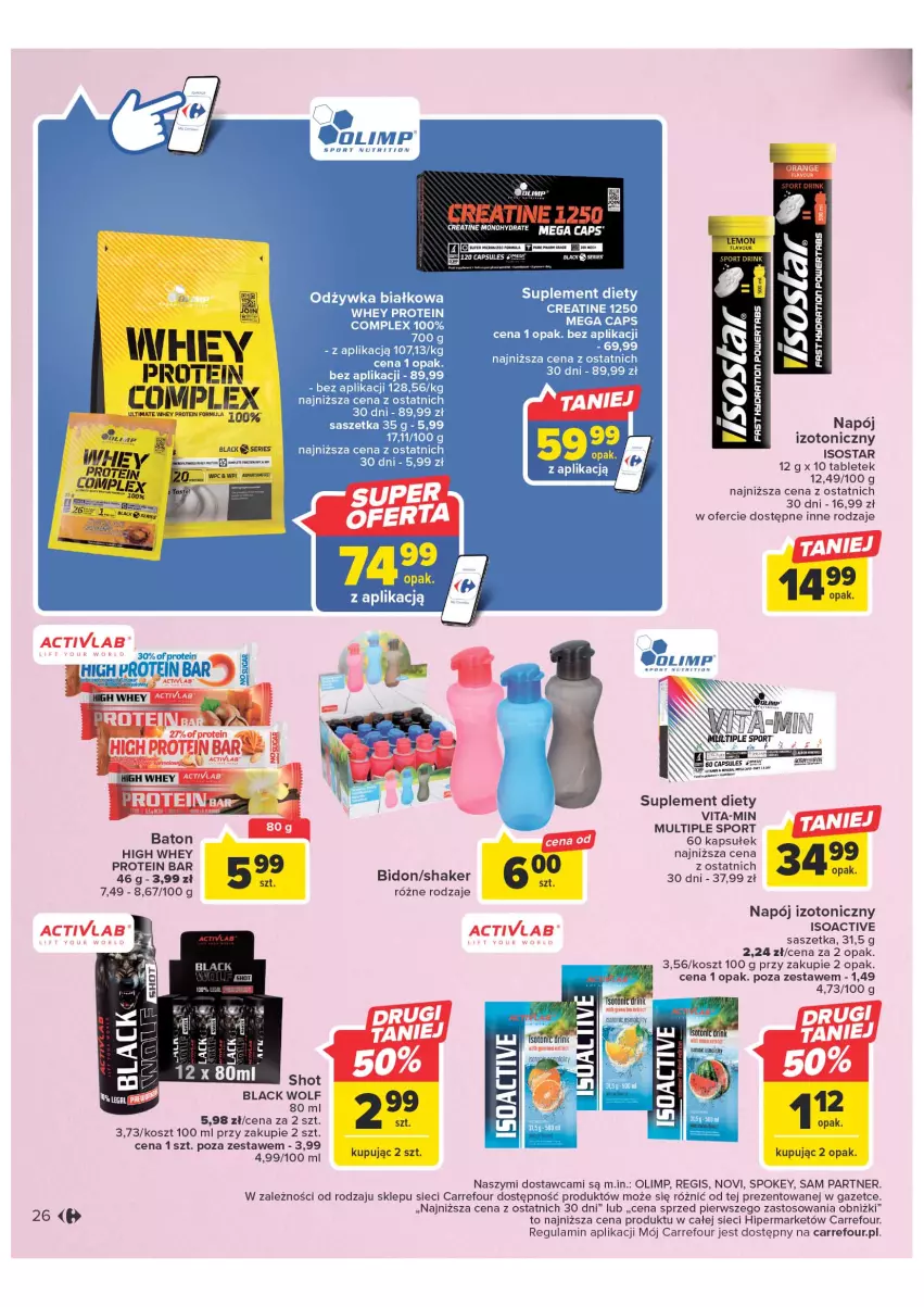 Gazetka promocyjna Carrefour - Gazetka Wiosna w pięknym stylu - ważna 07.03 do 18.03.2023 - strona 26 - produkty: Baton, Fa, Kosz, Lack, Napój, Napój izotoniczny, NBA, Por, Ser, Sos, Sport, Suplement diety, Tablet, Vita-Min