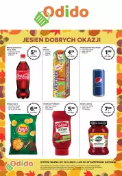 Gazetka promocyjna Odido - Plakat - Gazetka - ważna od 19.10 do 19.10.2023 - strona 1 - produkty: Ketchup, Sok, Chipsy, Coca-Cola, Dżem, Pepsi, Napój gazowany, Pudliszki, Lay’s, Napój, Hortex