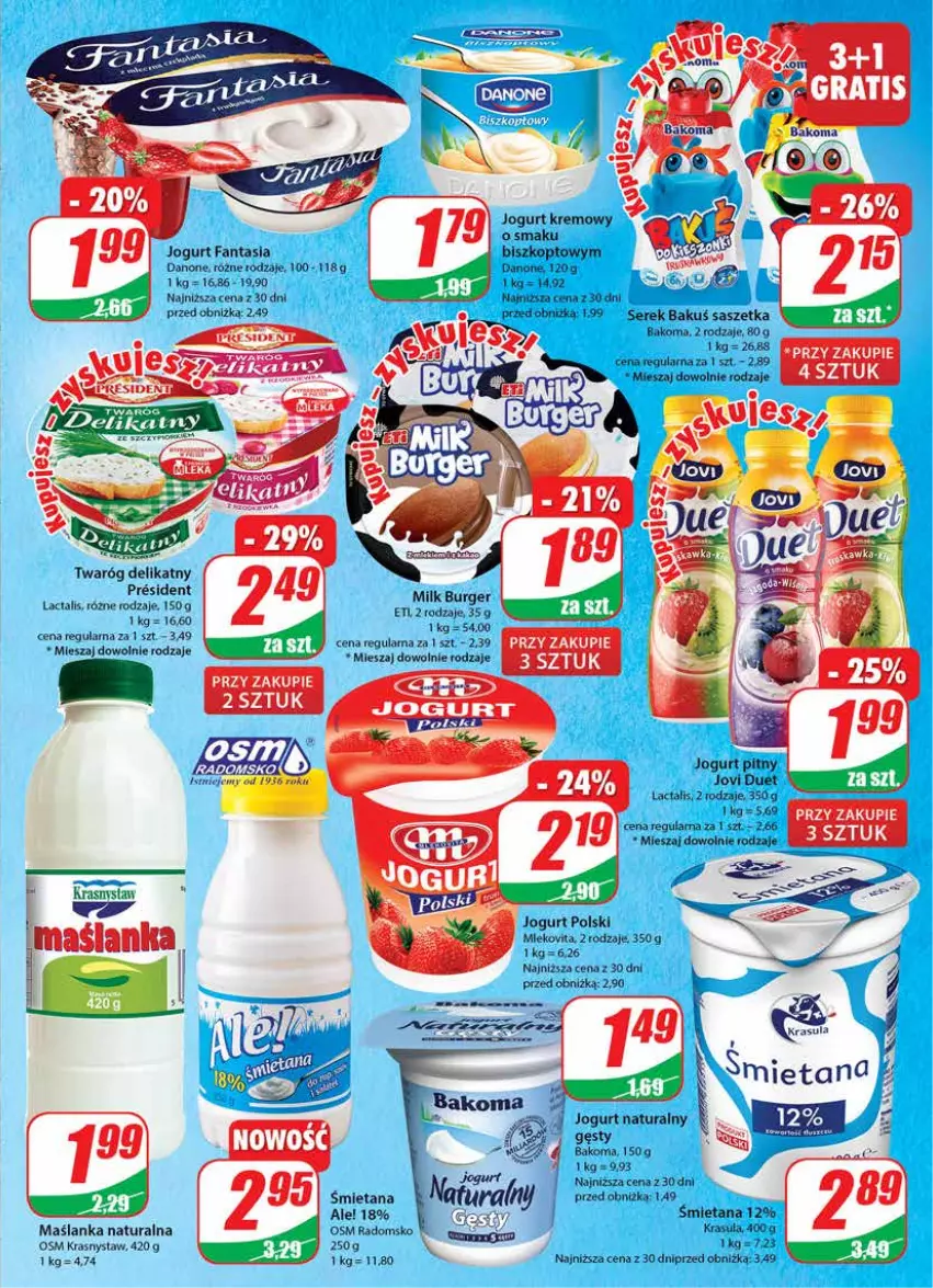 Gazetka promocyjna Dino - Gazetka 42 - ważna 18.10 do 24.10.2023 - strona 13 - produkty: Bakoma, Burger, Danone, Fa, Fanta, Jogurt, Jogurt naturalny, Jogurt pitny, Maślanka, Ser, Serek