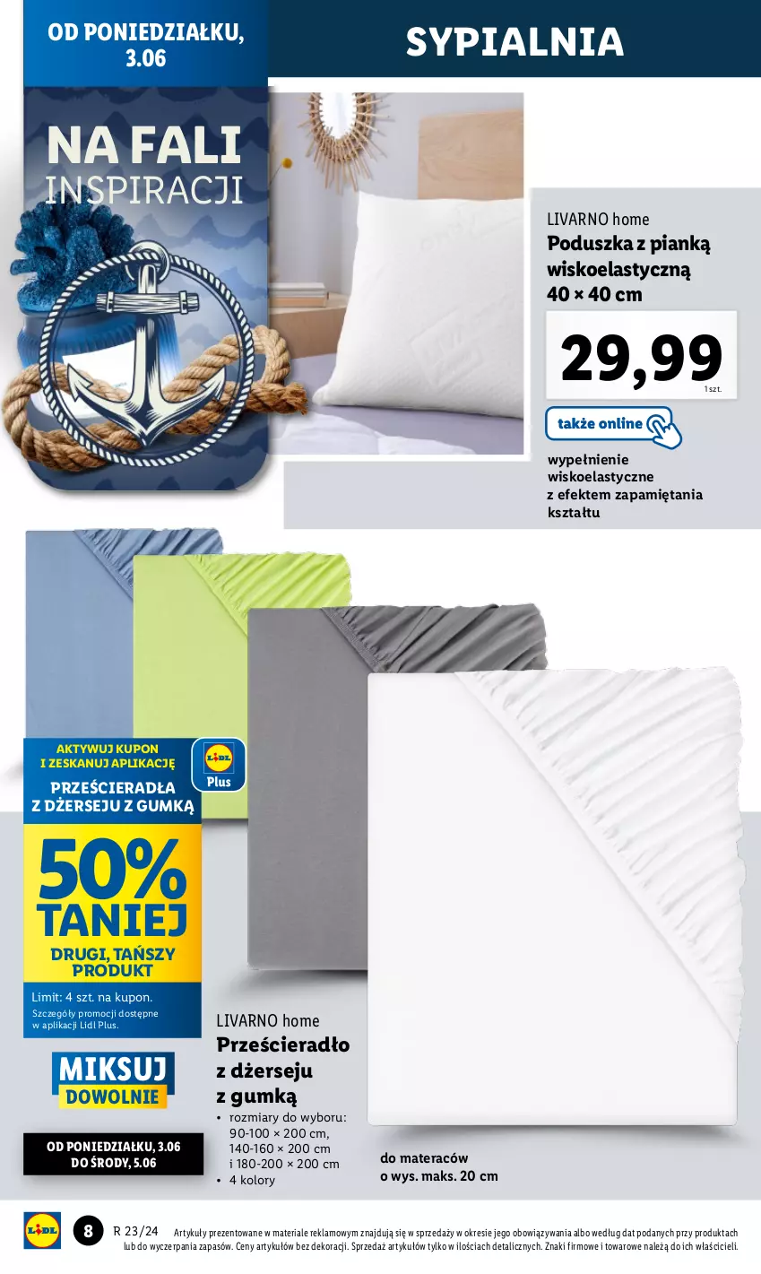 Gazetka promocyjna Lidl - GAZETKA - ważna 03.06 do 08.06.2024 - strona 8 - produkty: Fa, Ivar, Materac, Mięta, Poduszka, Prześcieradło, Sypialnia, Tera