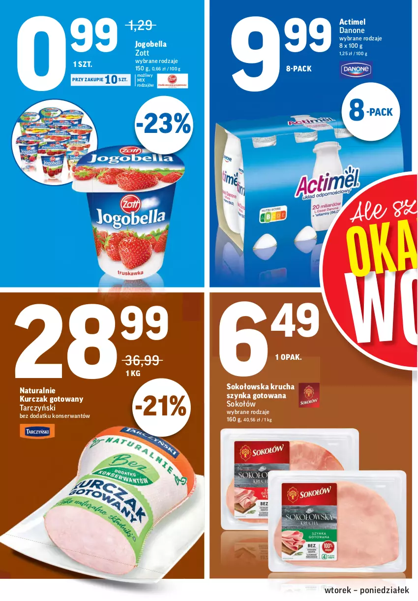 Gazetka promocyjna Intermarche - Okazje - ważna 23.11 do 06.12.2021 - strona 2 - produkty: Actimel, Bell, Bella, Danone, Jogobella, Kurczak, Kurczak gotowany, Mleko, Mlekovita, Ser, Sok, Sokołów, Szynka, Tarczyński, Zott