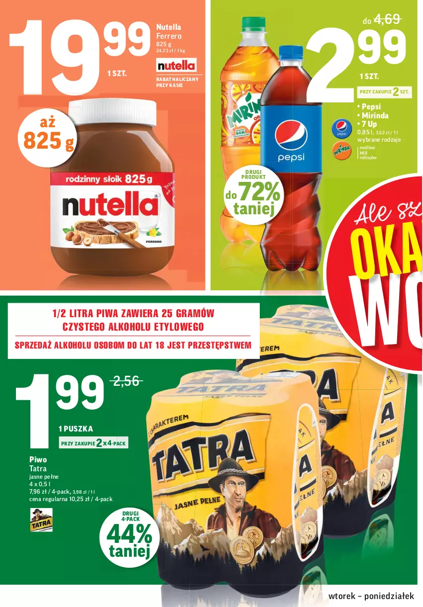 Gazetka promocyjna Intermarche - Okazje - ważna 23.11 do 06.12.2021 - strona 4 - produkty: Ferrero, Gra, Mirinda, Nutella, Pepsi, Piwa, Piwo, Tatra