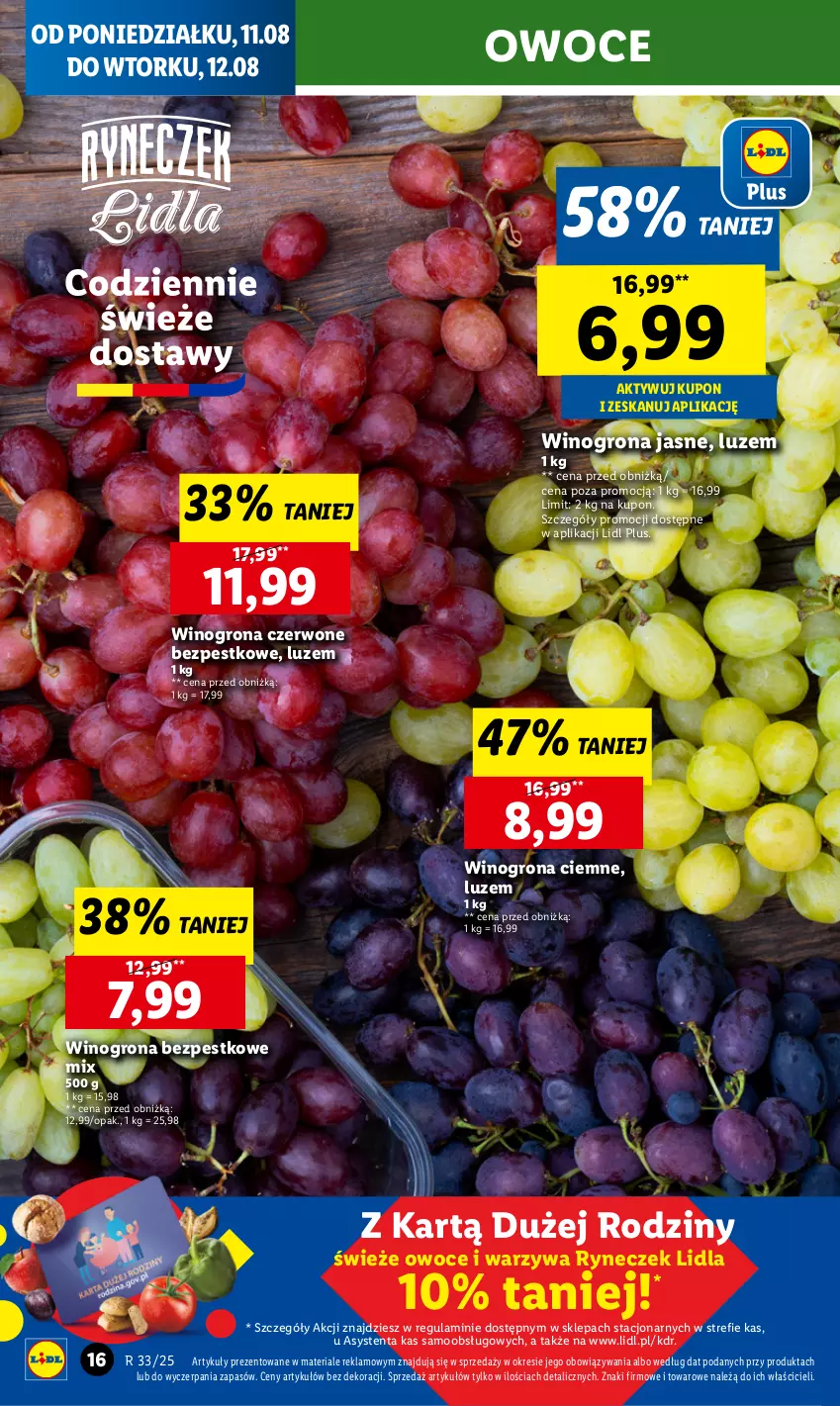 Gazetka promocyjna Lidl - GAZETKA - ważna 11.08 do 12.08.2025 - strona 18 - produkty: Owoce, Warzywa, Wino, Winogrona, Winogrona bezpestkowe