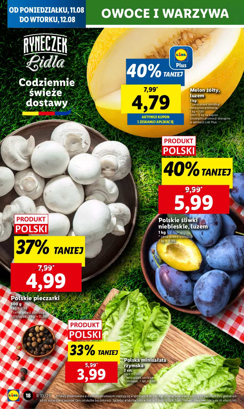 Gazetka promocyjna Lidl - GAZETKA - ważna 11.08 do 12.08.2025 - strona 20 - produkty: Melon, Owoce, Piec, Sałat, Warzywa