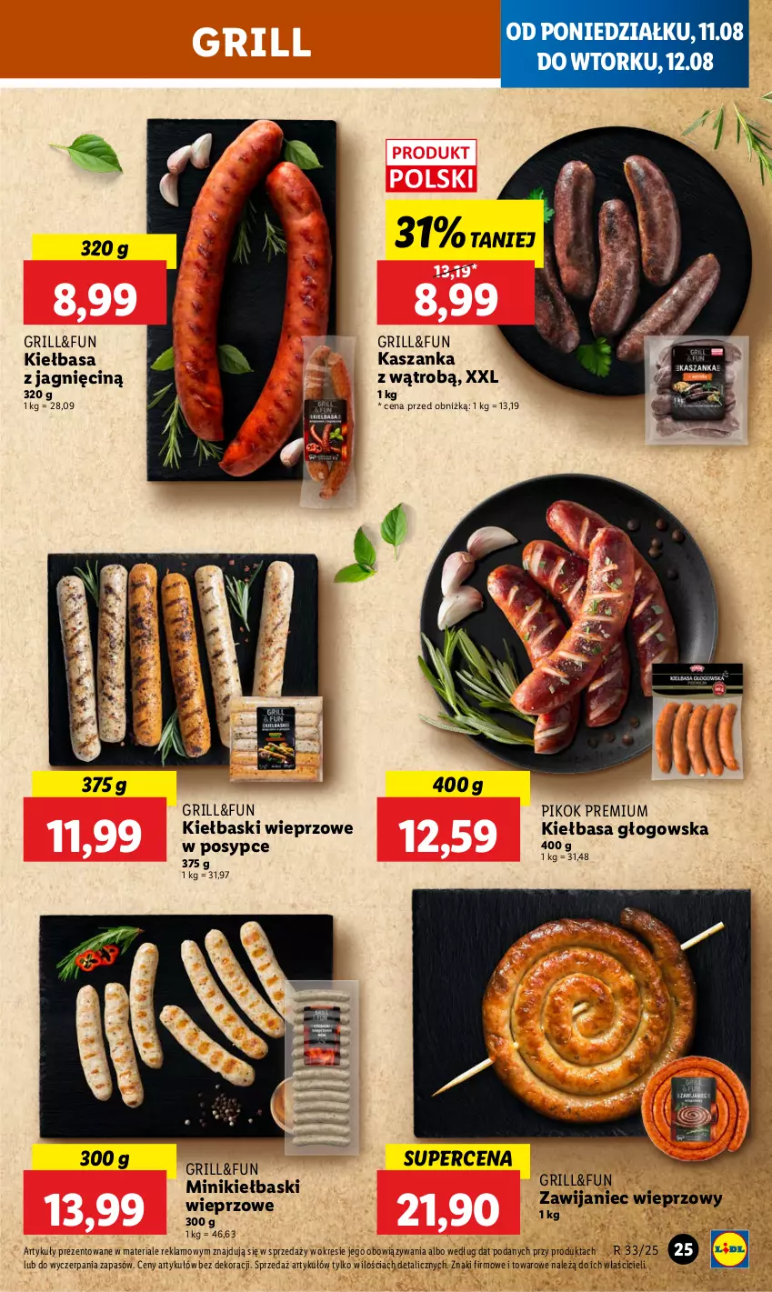 Gazetka promocyjna Lidl - GAZETKA - ważna 11.08 do 12.08.2025 - strona 27 - produkty: Grill, Kasza, Kaszanka, Kiełbasa, Kiełbasa głogowska, PIKOK