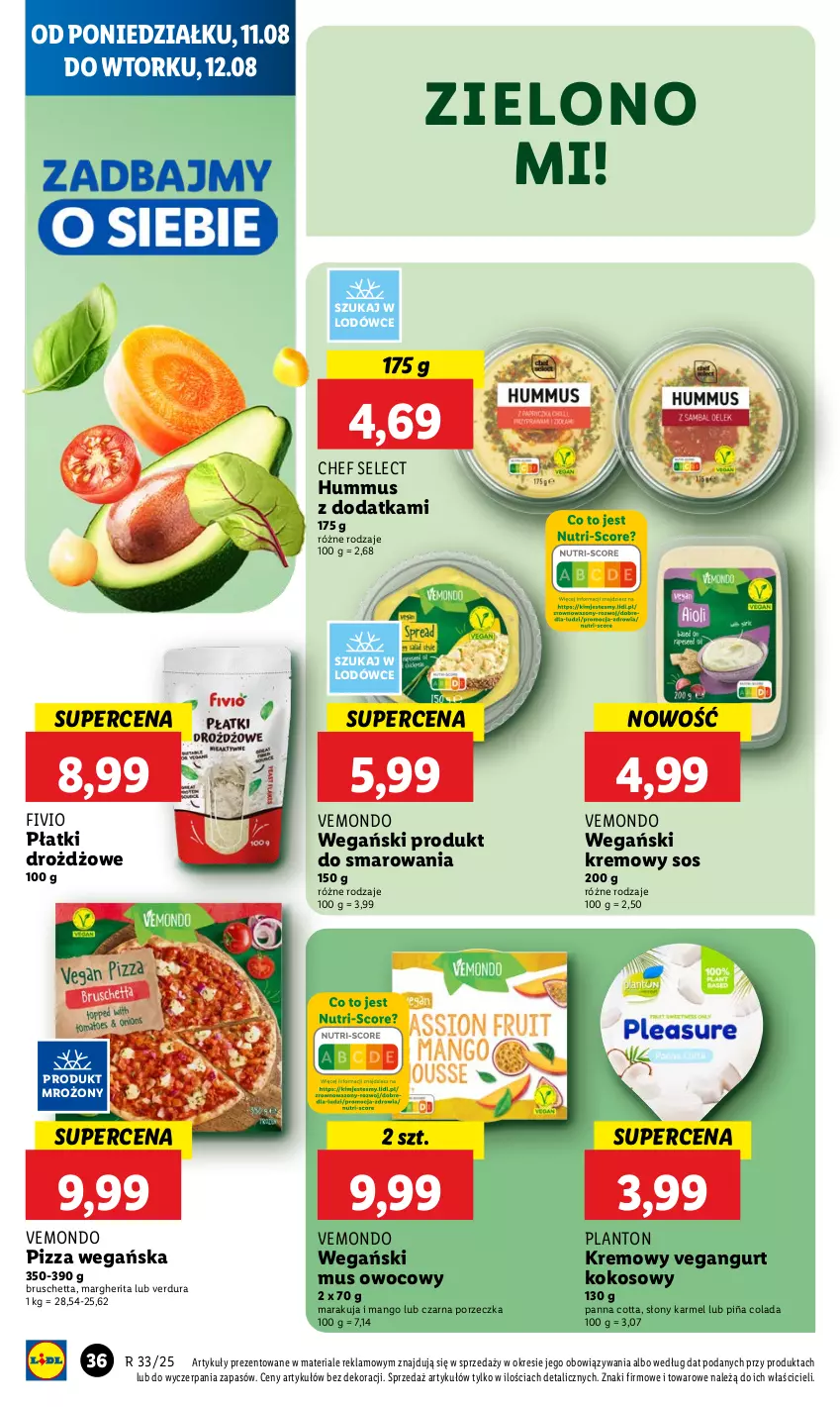 Gazetka promocyjna Lidl - GAZETKA - ważna 11.08 do 12.08.2025 - strona 38 - produkty: Hummus, Kokos, Mango, Mus, Panna cotta, Piña Colada, Pizza, Por, Sos, Vegangurt