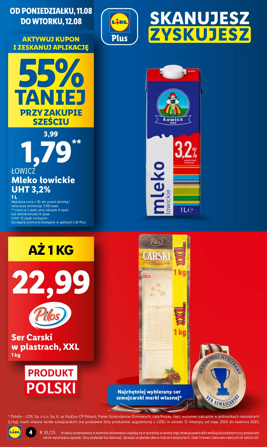Gazetka promocyjna Lidl - GAZETKA - ważna 11.08 do 12.08.2025 - strona 4 - produkty: Cars, Fa, Mleko, Ser
