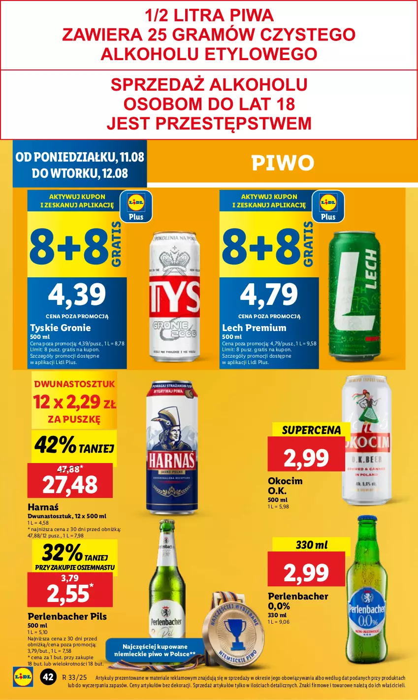 Gazetka promocyjna Lidl - GAZETKA - ważna 11.08 do 12.08.2025 - strona 46 - produkty: Gra, Harnaś, Koc, Lech Premium, NBA, Okocim, Piwo, Tyskie