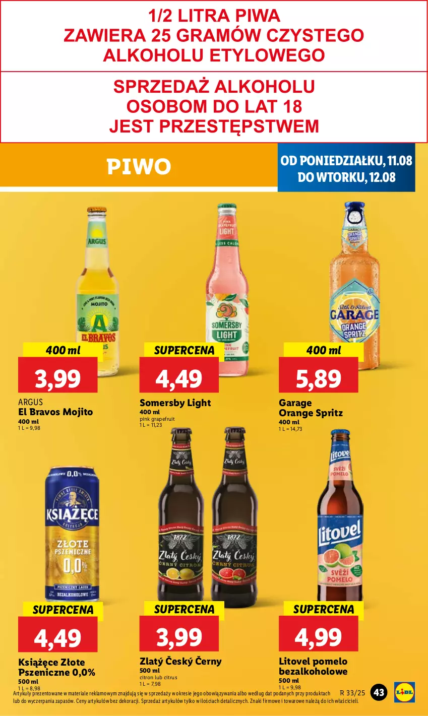 Gazetka promocyjna Lidl - GAZETKA - ważna 11.08 do 12.08.2025 - strona 47 - produkty: Gra, Książęce, Piwo, Pomelo, Somersby