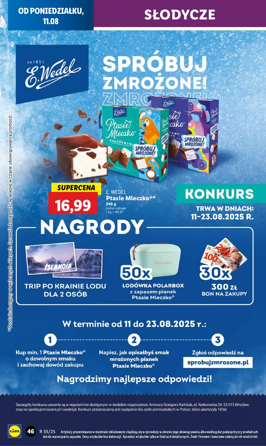 Gazetka promocyjna Lidl - GAZETKA - ważna 11.08 do 12.08.2025 - strona 52 - produkty: E. Wedel, Mleczko, Ptasie mleczko