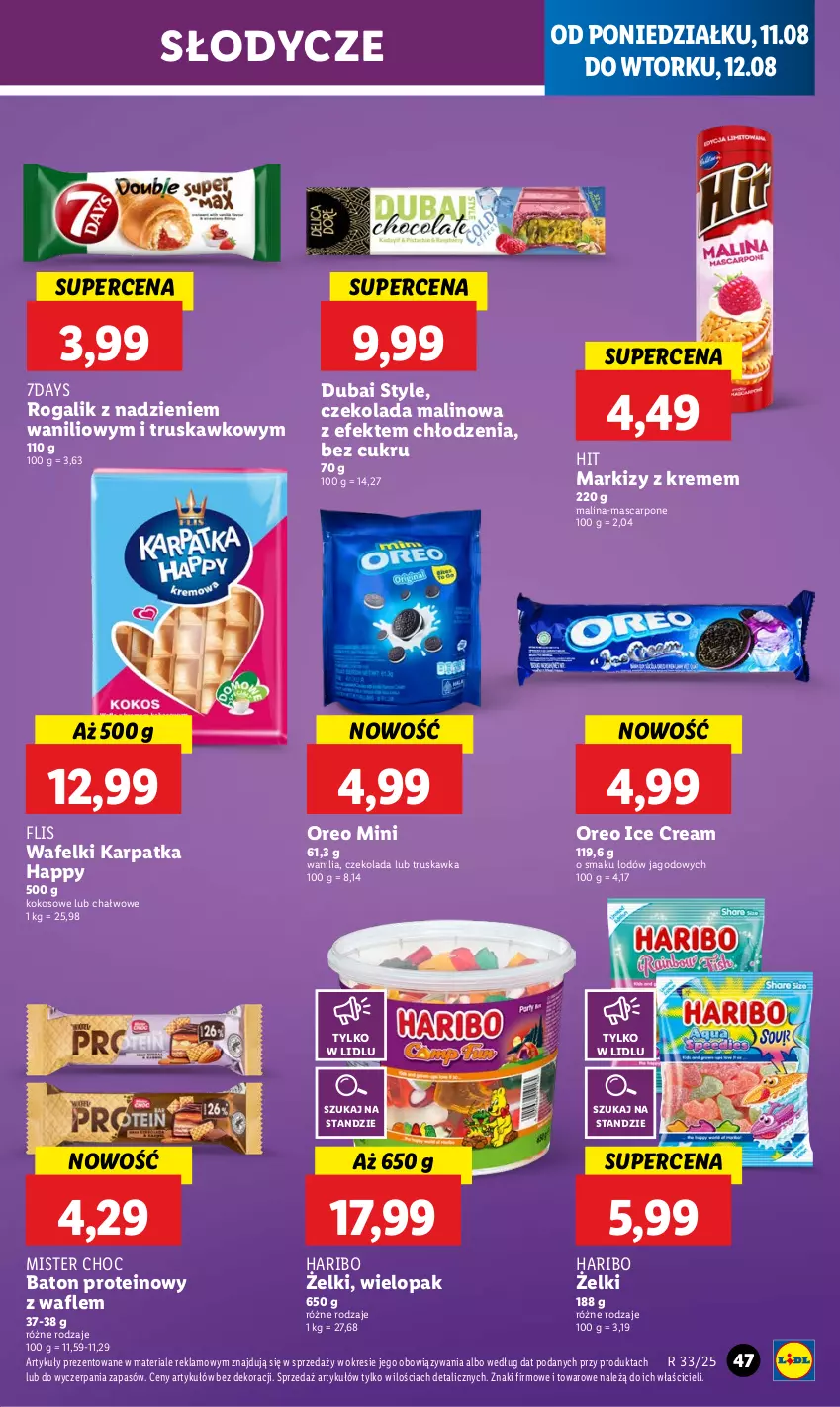 Gazetka promocyjna Lidl - GAZETKA - ważna 11.08 do 12.08.2025 - strona 53 - produkty: Baton, Czekolada, Haribo, Karp, Kokos, Mascarpone, Oreo, Rogal, Wafle
