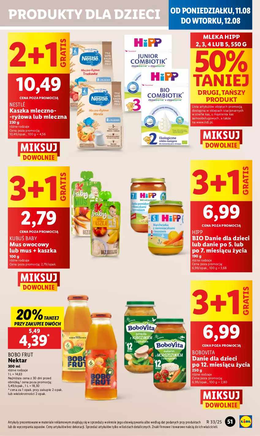 Gazetka promocyjna Lidl - GAZETKA - ważna 11.08 do 12.08.2025 - strona 57 - produkty: BoboVita, Danie dla dzieci, Dzieci, Gra, HiPP, Hipp Bio, Kubuś, Mus, Nektar, Nestlé, Ryż