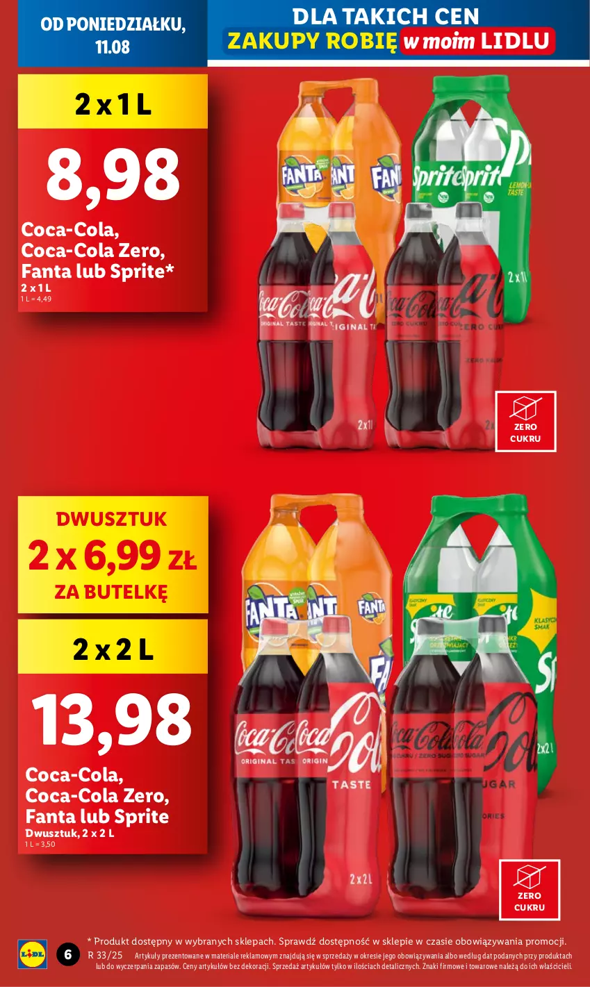 Gazetka promocyjna Lidl - GAZETKA - ważna 11.08 do 12.08.2025 - strona 6 - produkty: Coca-Cola, Fa, Fanta, Sprite