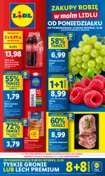 Gazetka promocyjna Lidl - GAZETKA - Gazetka - ważna od 12.08 do 12.08.2025 - strona 1 - produkty: Gra, Karkówka wieprzowa, Coca-Cola, Tyskie, PIKOK, Maliny, Winogrona, Fanta, Wino, Sprite, Kiełbasa, Lech Premium, Mleko, Kiełbasa śląska, Fa