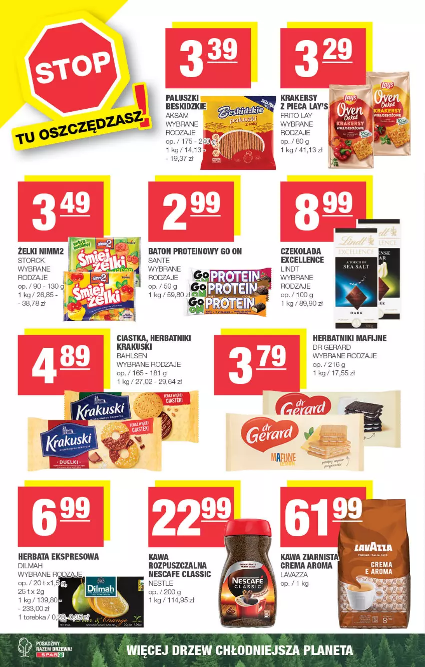 Gazetka promocyjna Spar - EuroSpar - ważna 19.04 do 30.04.2023 - strona 14 - produkty: Aksam, Baton, Beskidzki, Ciastka, Czekolada, Dilmah, Dr Gerard, Fa, Herbata, Herbatniki, Herbatniki Mafijne, Kawa, Krakersy, Krakus, Krakuski, Lindt, Nimm2, Piec, Sante, Torebka