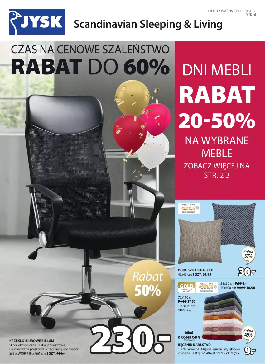 Gazetka promocyjna Jysk - Oferta tygodnia - ważna 12.10 do 18.10.2022 - strona 2 - produkty: Biuro, Krzesło, Meble, Poduszka, Ręcznik, Siatka, Sok, Szal, Wełna