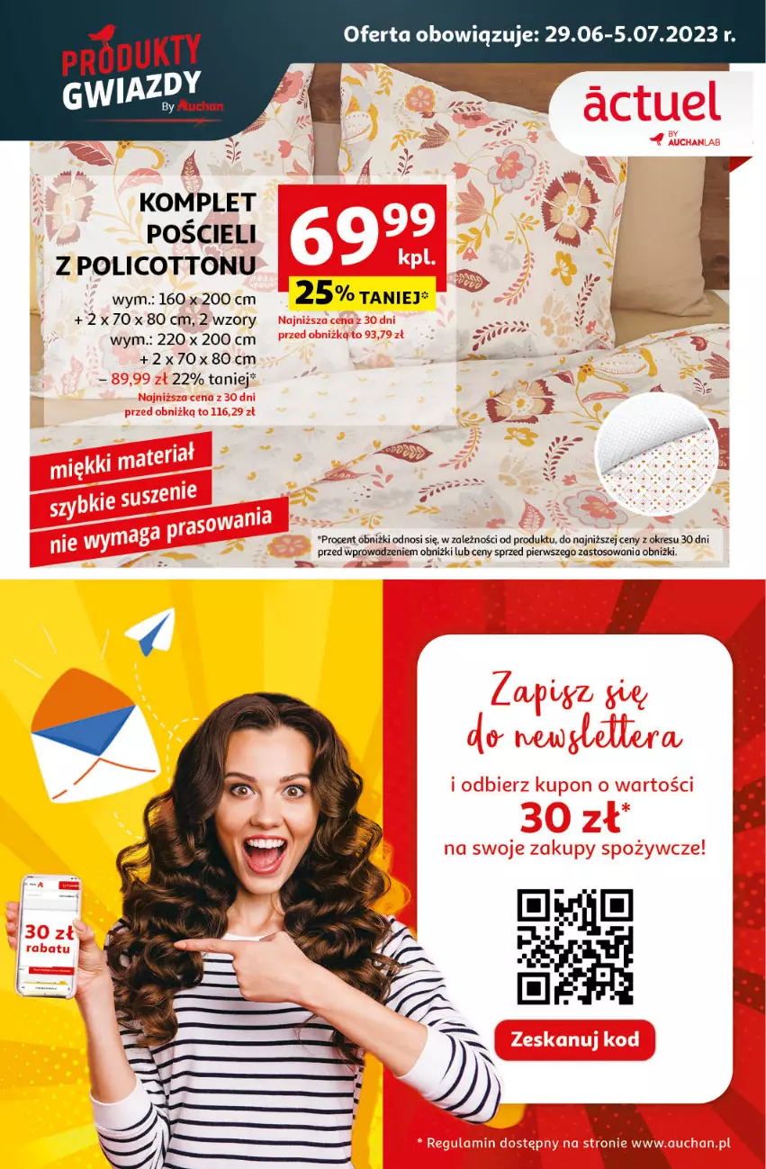 Gazetka promocyjna Auchan - Gazetka Korzyści na lato Hipermarket Auchan - ważna 29.06 do 05.07.2023 - strona 3 - produkty: Komplet pościeli, Pościel