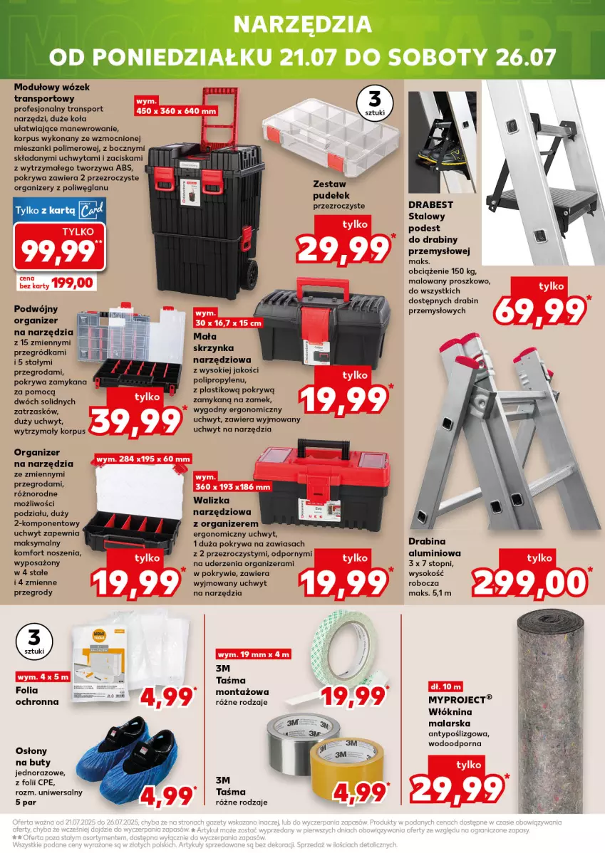 Gazetka promocyjna Kaufland - Mocny Start - ważna 21.07 do 23.07.2025 - strona 25 - produkty: Anew, Buty, Drabina, Organizer, Pokrywa, Por, Skrzynka narzędziowa, Sok, Sport, Taśma montażowa, Top, Tran, Walizka, Wózek, Wózek transportowy