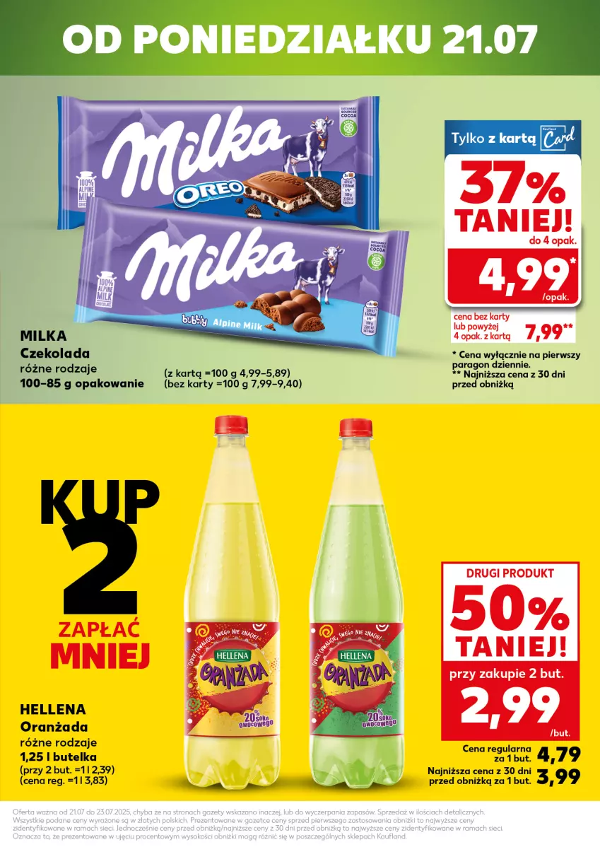 Gazetka promocyjna Kaufland - Mocny Start - ważna 21.07 do 23.07.2025 - strona 3 - produkty: Czekolada, Hellena, Milka, Oranżada