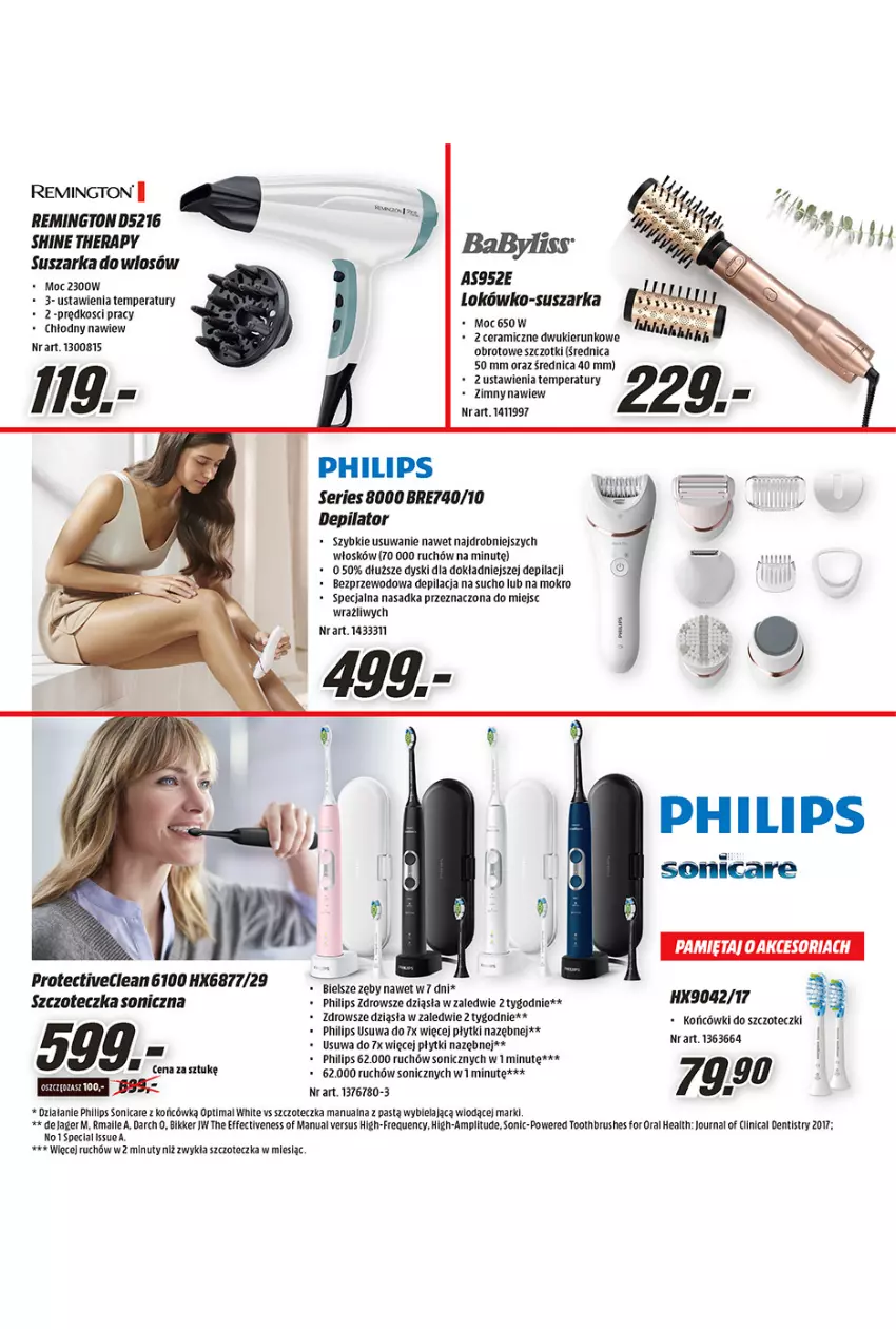 Gazetka promocyjna Media Markt - Wielkanoc - ważna 10.03 do 03.04.2021 - strona 13 - produkty: Clin, Depilator, Fa, Mięta, Nuty, Optima, Philips, Remington, Ser, Suszarka, Szczoteczka, Szczoteczka soniczna