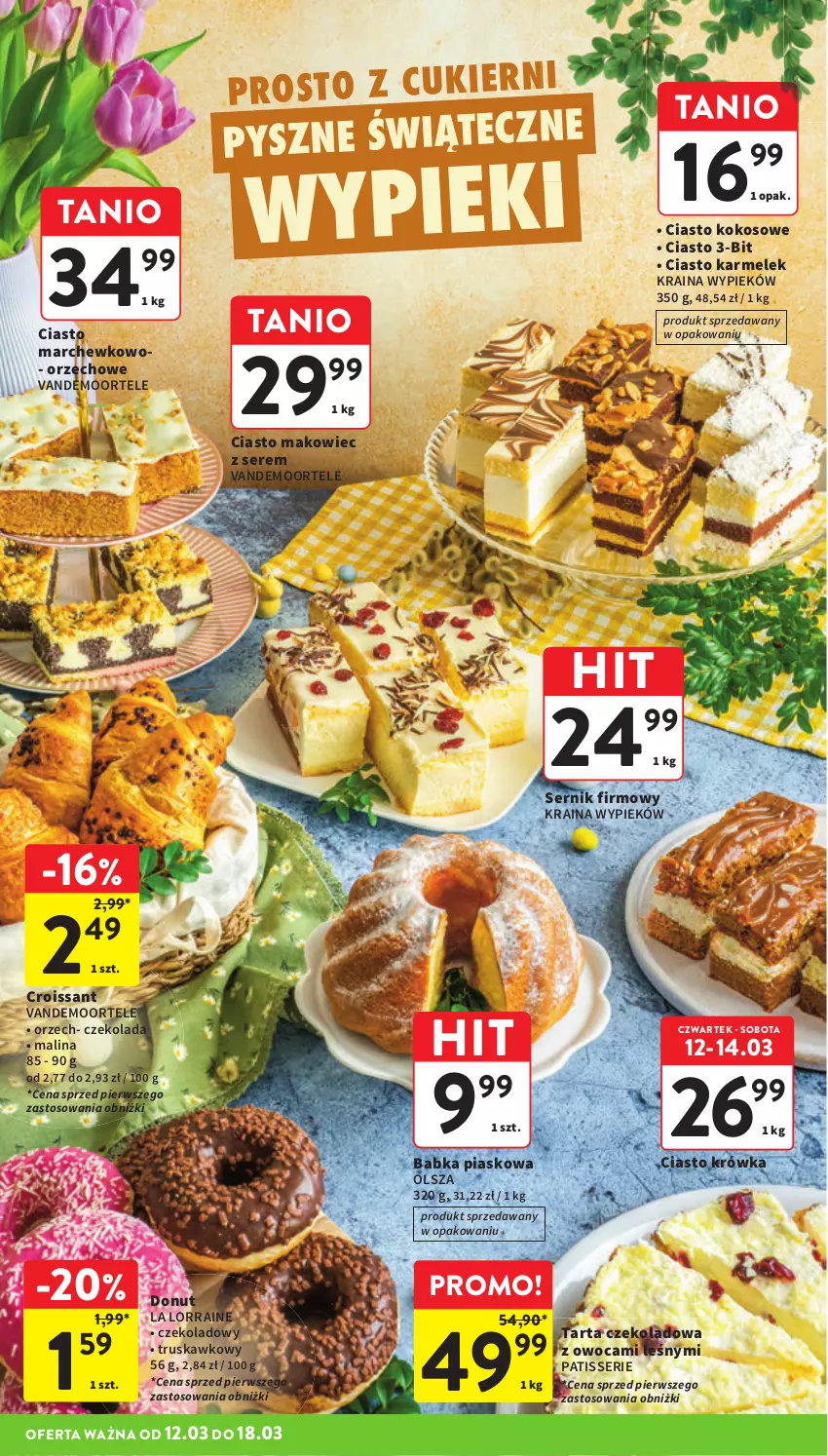 Gazetka promocyjna Intermarche - Gazetka promocyjna - ważna 12.03 do 18.03.2026 - strona 18 - produkty: Babka, Croissant, Czekolada, Donut, Kokos, Makowiec, Ser, Tarta