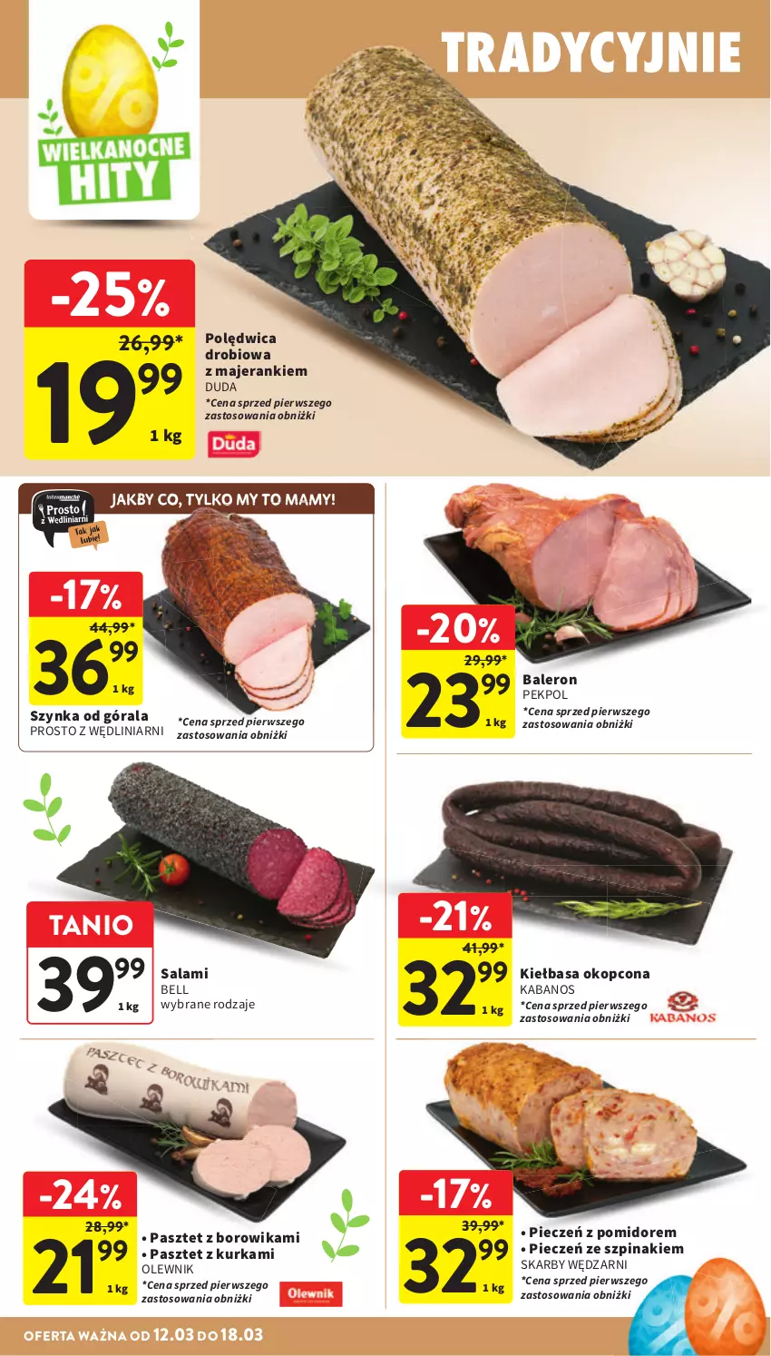 Gazetka promocyjna Intermarche - Gazetka promocyjna - ważna 12.03 do 18.03.2026 - strona 24 - produkty: Bell, Duda, Kabanos, Kiełbasa, Olewnik, Pasztet, Pekpol, Piec, Polędwica, Salami, Szpinak, Szynka