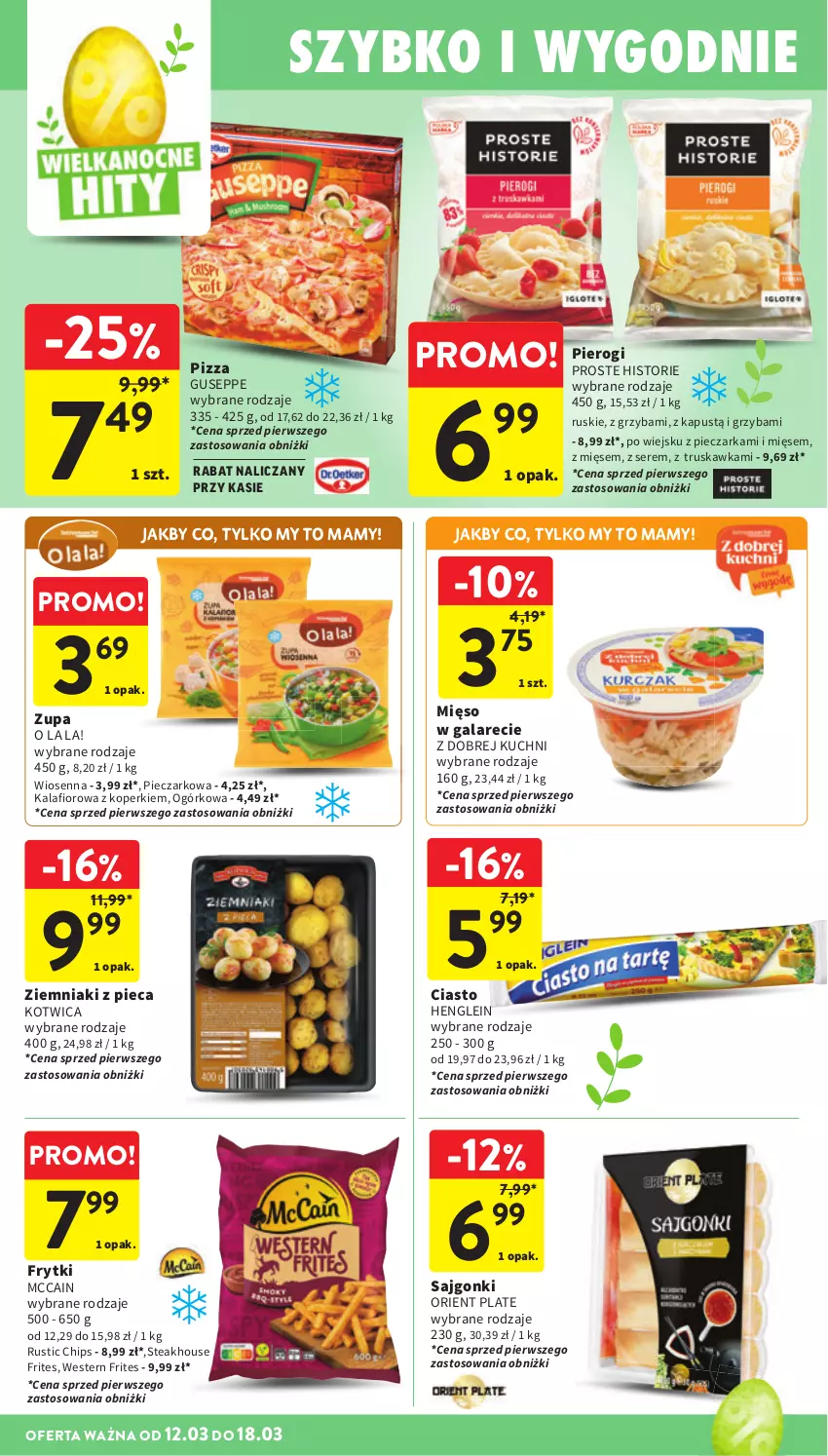 Gazetka promocyjna Intermarche - Gazetka promocyjna - ważna 12.03 do 18.03.2026 - strona 30 - produkty: Frytki, Gala, Kalafior, Kapustą, McCain, Mięso, Mięso w galarecie, Piec, Pieczarka, Pierogi, Pizza, Rust, Sajgonki, Ser, Ziemniaki, Zupa