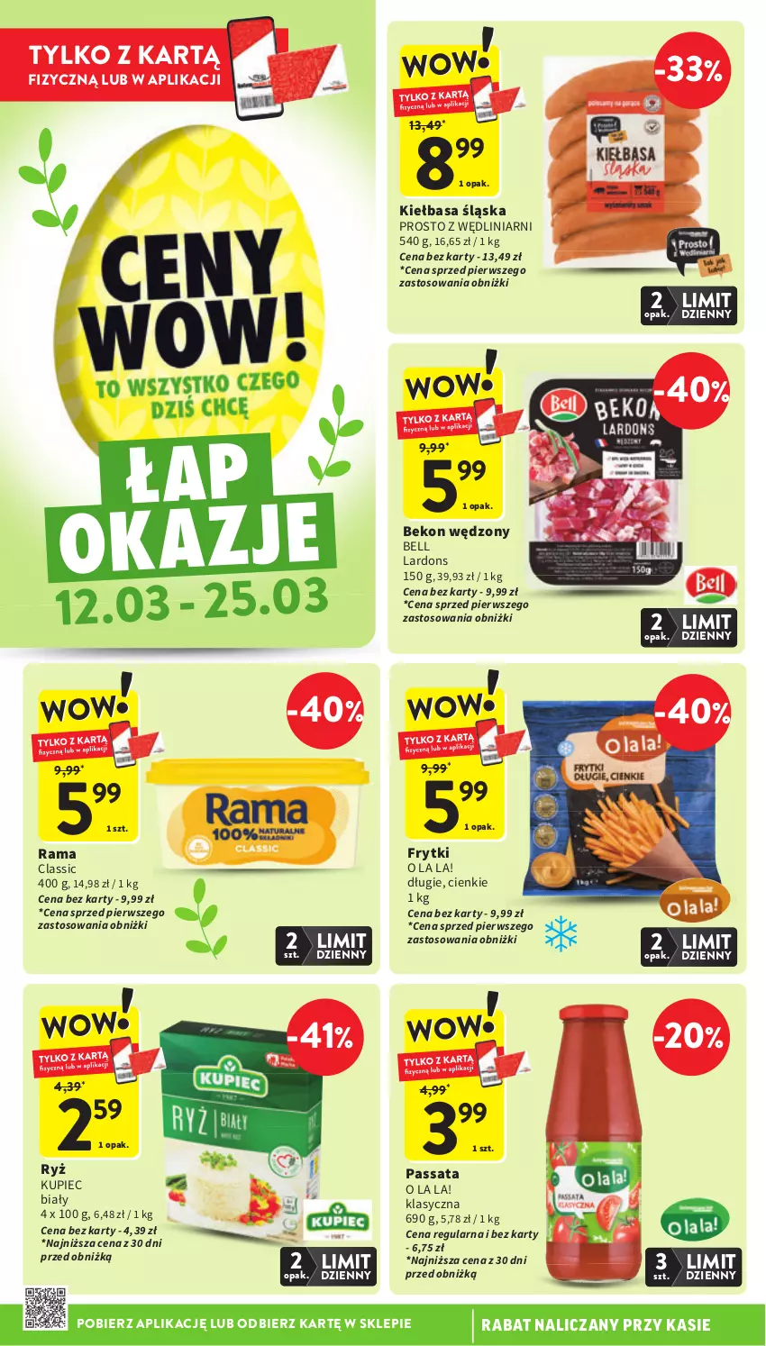 Gazetka promocyjna Intermarche - Gazetka promocyjna - ważna 12.03 do 18.03.2026 - strona 6 - produkty: Beko, Bell, Frytki, Kiełbasa, Kiełbasa śląska, Kupiec, Piec, Rama, Ryż