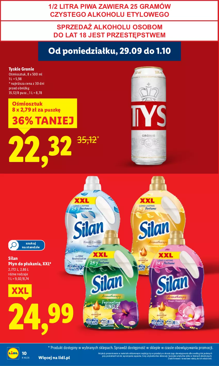 Gazetka promocyjna Lidl - GAZETKA - ważna 29.09 do 01.10.2025 - strona 10 - produkty: Gra, Piwa, Płyn do płukania, Silan, Tyskie