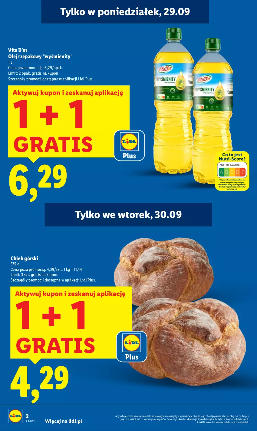 Gazetka promocyjna Lidl - GAZETKA - ważna 29.09 do 01.10.2025 - strona 2 - produkty: Chleb, Gra, Olej, Olej rzepakowy, Wazon