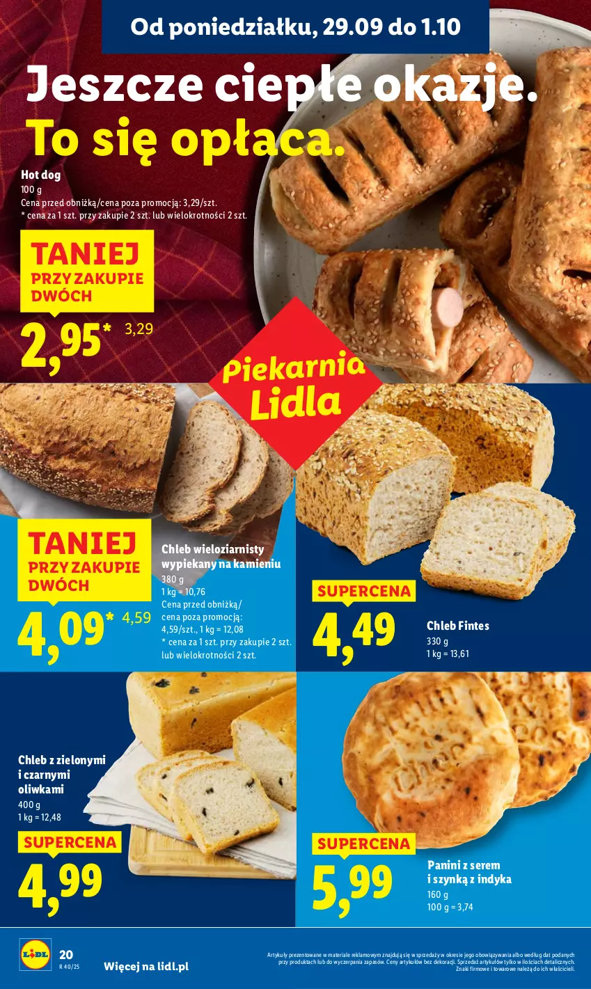 Gazetka promocyjna Lidl - GAZETKA - ważna 29.09 do 01.10.2025 - strona 22 - produkty: Chleb, Chleb wieloziarnisty, Hot dog, Ser