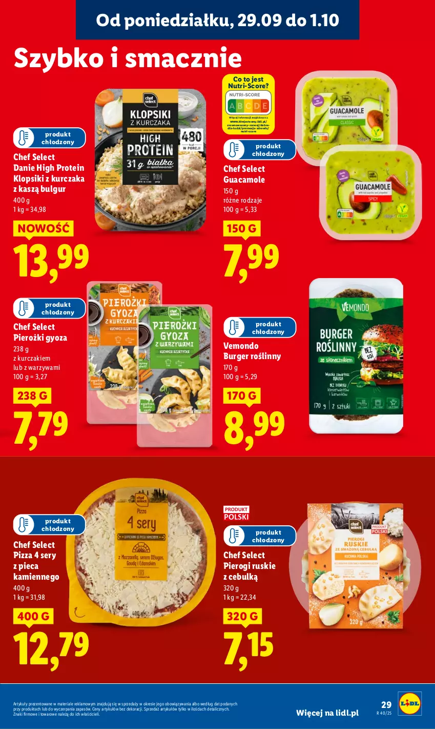 Gazetka promocyjna Lidl - GAZETKA - ważna 29.09 do 01.10.2025 - strona 31 - produkty: Amol, Bulgur, Burger, Klopsiki, Kurczak, LG, Piec, Pierogi, Pizza, Ser, Warzywa, Wazon