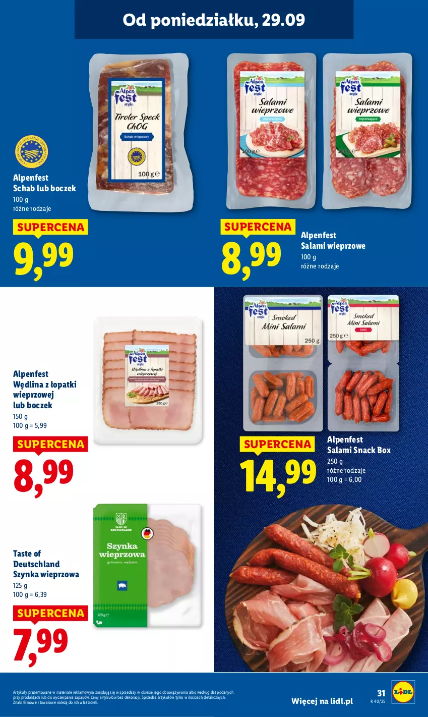 Gazetka promocyjna Lidl - GAZETKA - ważna 29.09 do 01.10.2025 - strona 33 - produkty: Boczek, Salami, Szynka, Szynka wieprzowa, Wędlina
