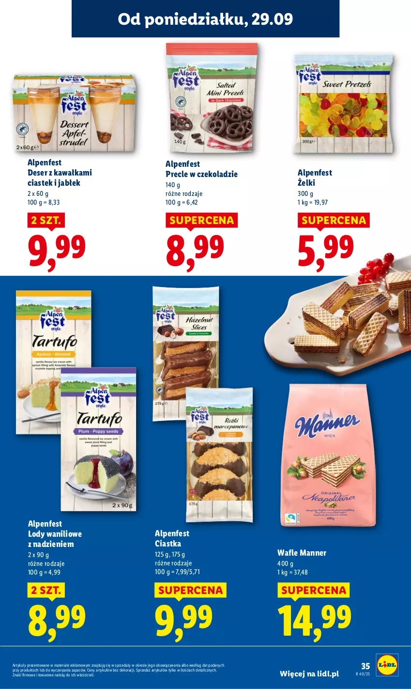 Gazetka promocyjna Lidl - GAZETKA - ważna 29.09 do 01.10.2025 - strona 37 - produkty: Ciastka, Deser, Kawa, Lody, Precle, Ser, Stek, Wafle