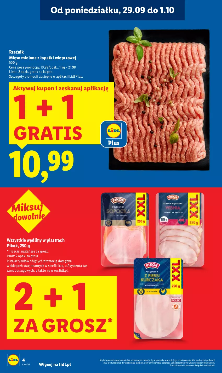 Gazetka promocyjna Lidl - GAZETKA - ważna 29.09 do 01.10.2025 - strona 4 - produkty: Gra, Mięso, Mięso mielone, Mięso mielone z łopatki wieprzowej, PIKOK