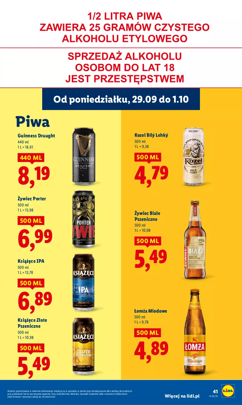 Gazetka promocyjna Lidl - GAZETKA - ważna 29.09 do 01.10.2025 - strona 45 - produkty: Kozel, Książęce, Piwa, Por