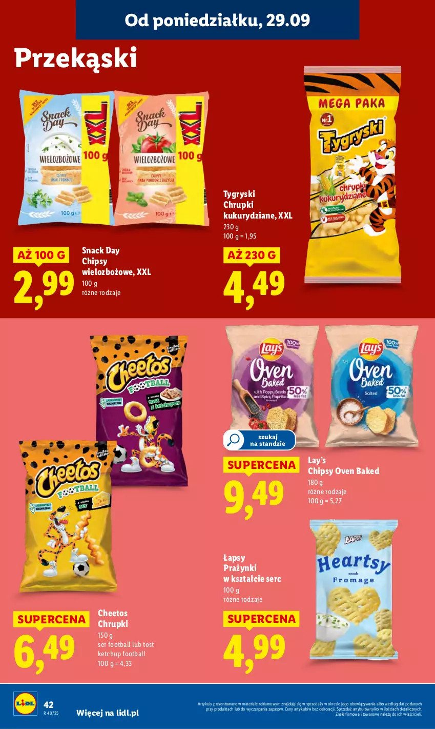 Gazetka promocyjna Lidl - GAZETKA - ważna 29.09 do 01.10.2025 - strona 46 - produkty: Cheetos, Chipsy, Chrupki, Gry, Ketchup, Lay’s, Ser