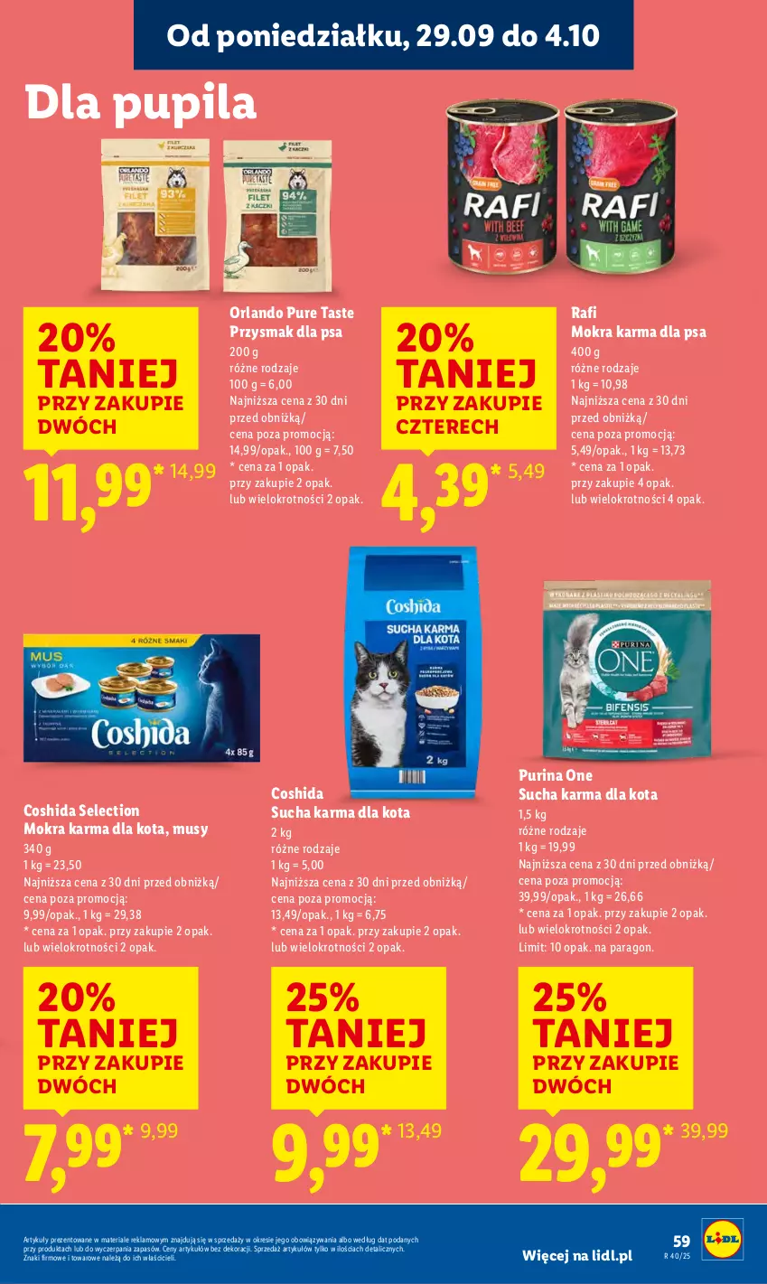 Gazetka promocyjna Lidl - GAZETKA - ważna 29.09 do 01.10.2025 - strona 63 - produkty: Mokra karma, Mus, Przysmak dla psa, Pur, Purina, Sucha karma
