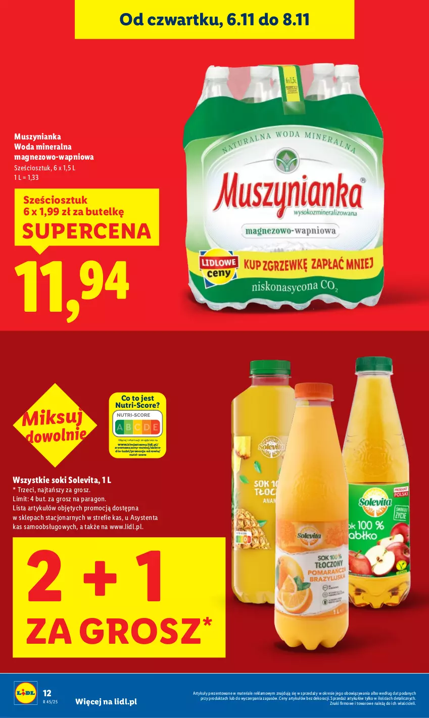 Gazetka promocyjna Lidl - GAZETKA - ważna 06.11 do 08.11.2025 - strona 12 - produkty: Magnez, Mus, Muszynianka, Sok, Wazon, Woda, Woda mineralna