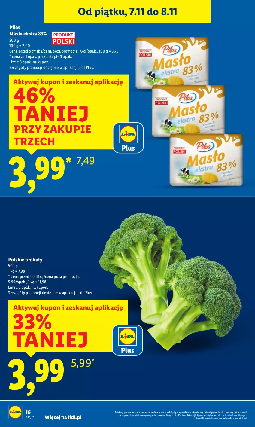 Gazetka promocyjna Lidl - GAZETKA - ważna 06.11 do 08.11.2025 - strona 16 - produkty: Brokuły, Masło, Pilos