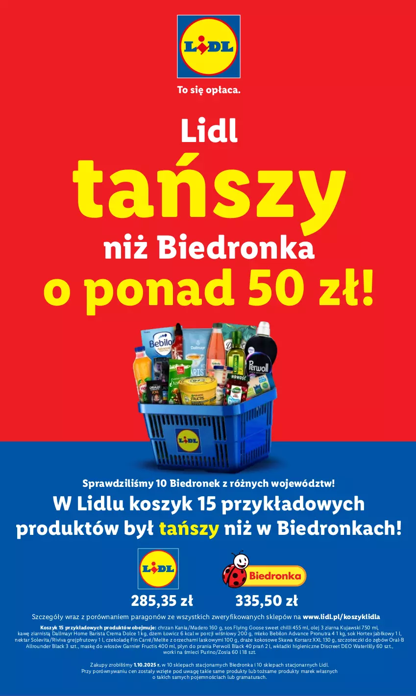 Gazetka promocyjna Lidl - GAZETKA - ważna 06.11 do 08.11.2025 - strona 17 - produkty: BEBILON, Chrzan, Dallmayr, Discreet, Dżem, Fructis, Garnier, Gra, Grejpfrut, Hortex, Kawa, Kokos, Kosz, Kujawski, Lack, Mleko, Mleko Bebilon, Nektar, Olej, Perwoll, Płyn do prania, Por, Pur, Rama, Sok, Sos, Wkładki, Worki na śmiec, Worki na śmieci